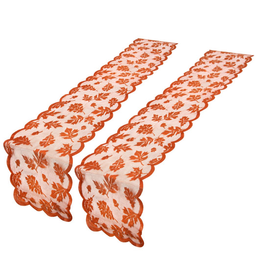 2 Pack Thanksgiving Table Runner, Fall Table Runner Decor for Home with Maple Leaves Lace Thanksgiving Runner for Table Decoration(13 x 72 inches)