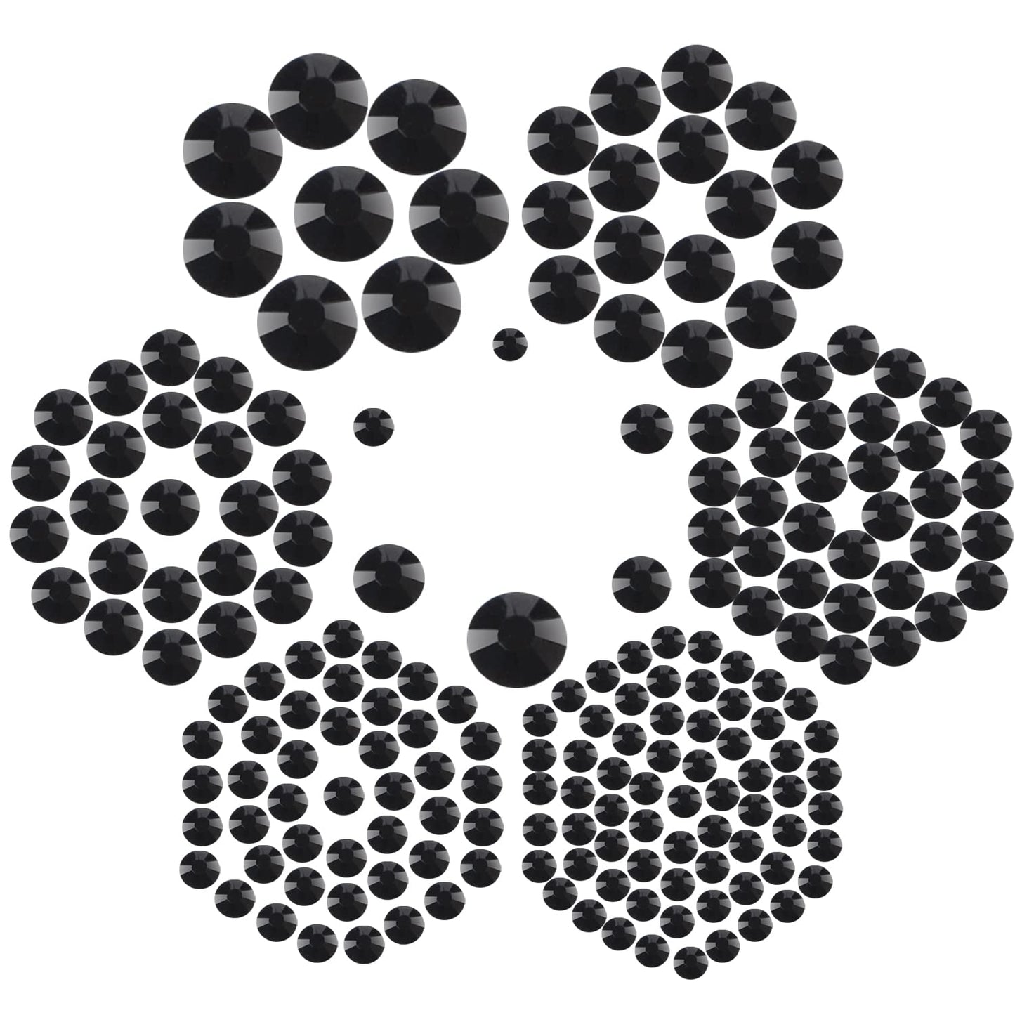 7000pcs+ Flatback Glass Hotfix Iron On Rhinestones Crystal for DIY Making with 1 Tweezer & 1 Picking Pen for Shoes, Clothes, Face Art, Bags, Manicure (Jet Black, 5-Sizes)