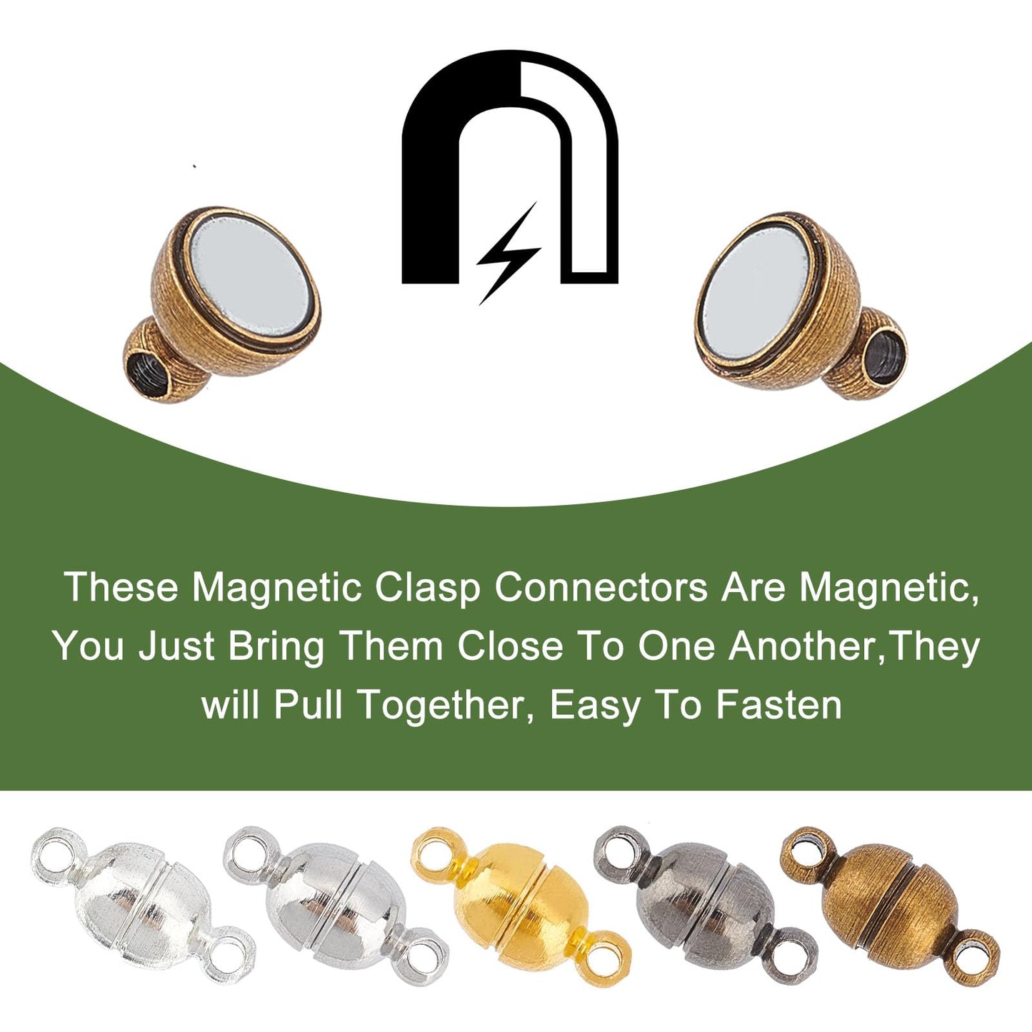 PH PandaHall 100 Sets Brass Magnetic Clasps Mixed Color Round Magnet Converter Jewelry Clasps Buckle Ball for Bracelet Necklace Jewelry DIY Making