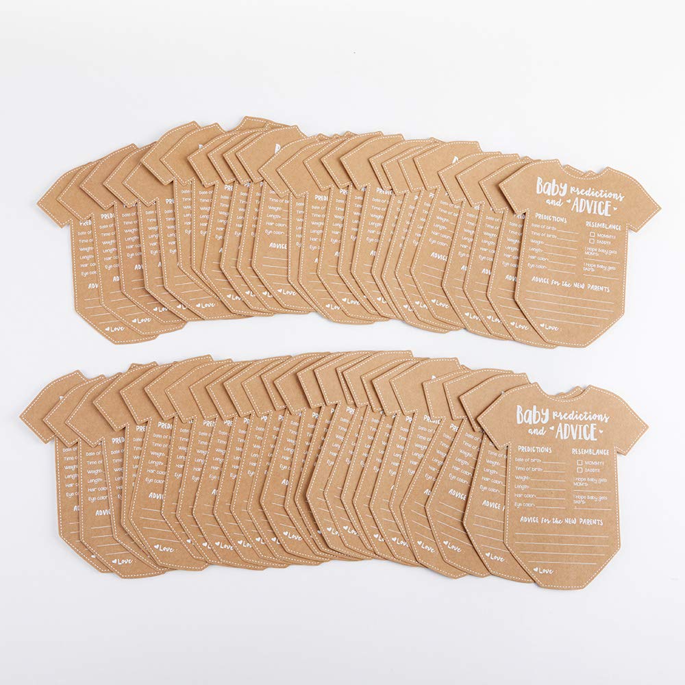 Kate Aspen Baby Predictions for Baby Shower Advice Cards - 50-Count Onesie Shaped Baby Shower Games for Girl or Boy - Gender Neutral Decor, Table Decorations, Activity and Keepsake For New Parents