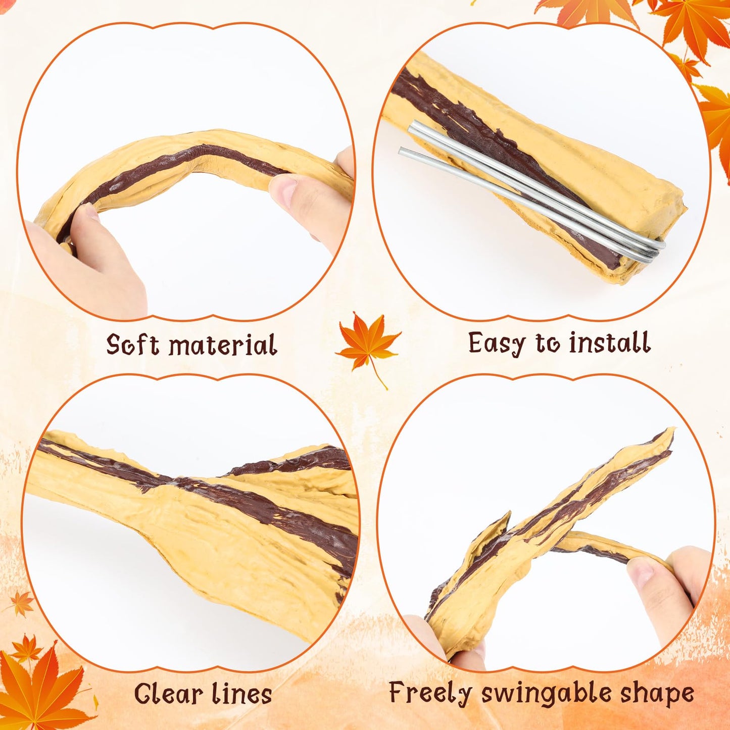 Arrowbash Set of 4 Bendable Pumpkin Arms and Legs Scary Outdoor Halloween Pumpkin Decor Spooky Vine Design Halloween Outdoor Decorations for Outside Porch Yard