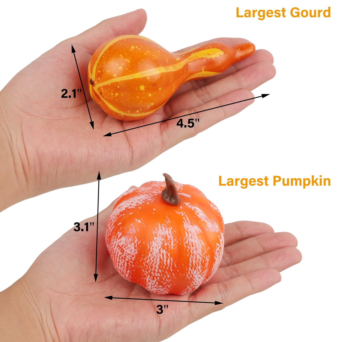 winemana Thanksgiving Fall Decorations for Home-6pcs Mini Pumpkins & 2pcs Gourds, 30pcs Leaves & 10pcs Acorns, 2pcs Pinecones Centerpiece Set-Harvest Decor for Table Mantel (Largest: 4.5" x 2.1")