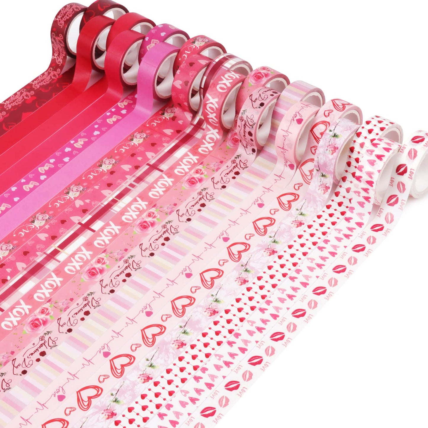 20 Rolls Valentine's Day Washi Tape Red Pink Heart Love Masking Tape for Wedding Romantic Scrapbook DIY Craft Valentines Decorative Duct Tape for Journaling Giftwrap Tape Supplies