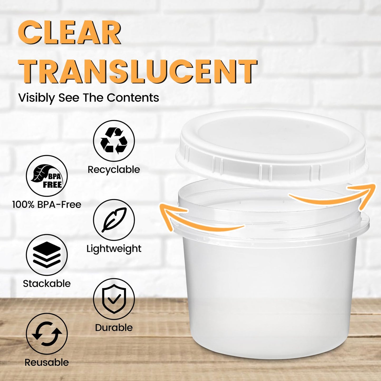 TUZAZO 20 Oz Food Storage Containers with Screw Lids, 6-Count Reusable Small Plastic Soup Containers for Portion and Meal Prep | Microwave-, Freezer-, Dishwasher-Safe | BPA Free