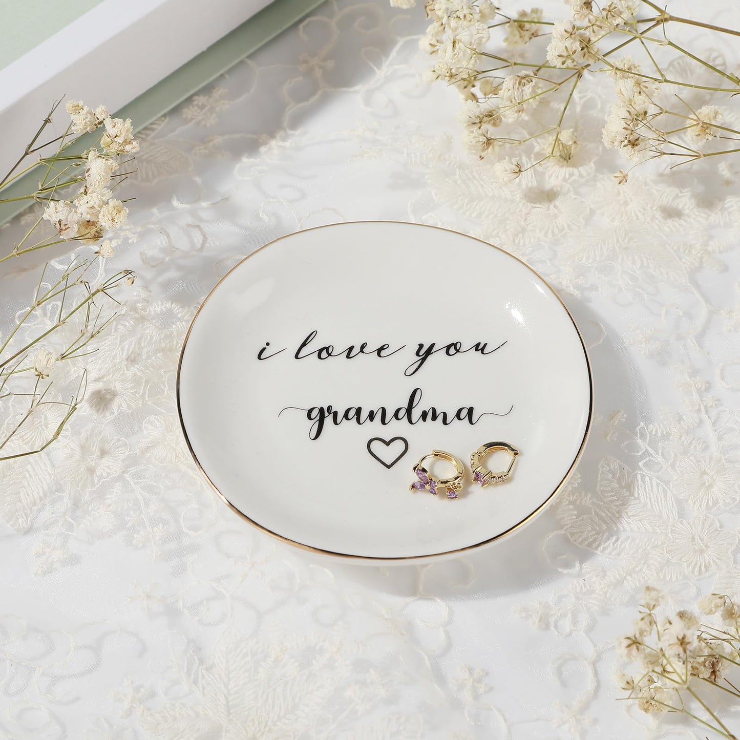 PUDDING CABIN Gifts for Grandma Mothers Day Gifts, Ring Dish - I love you, grandma - Birthday Christmas Thanksgiving Gift for Grandmother, Godmother, Gigi, Mimi, Nana Gift