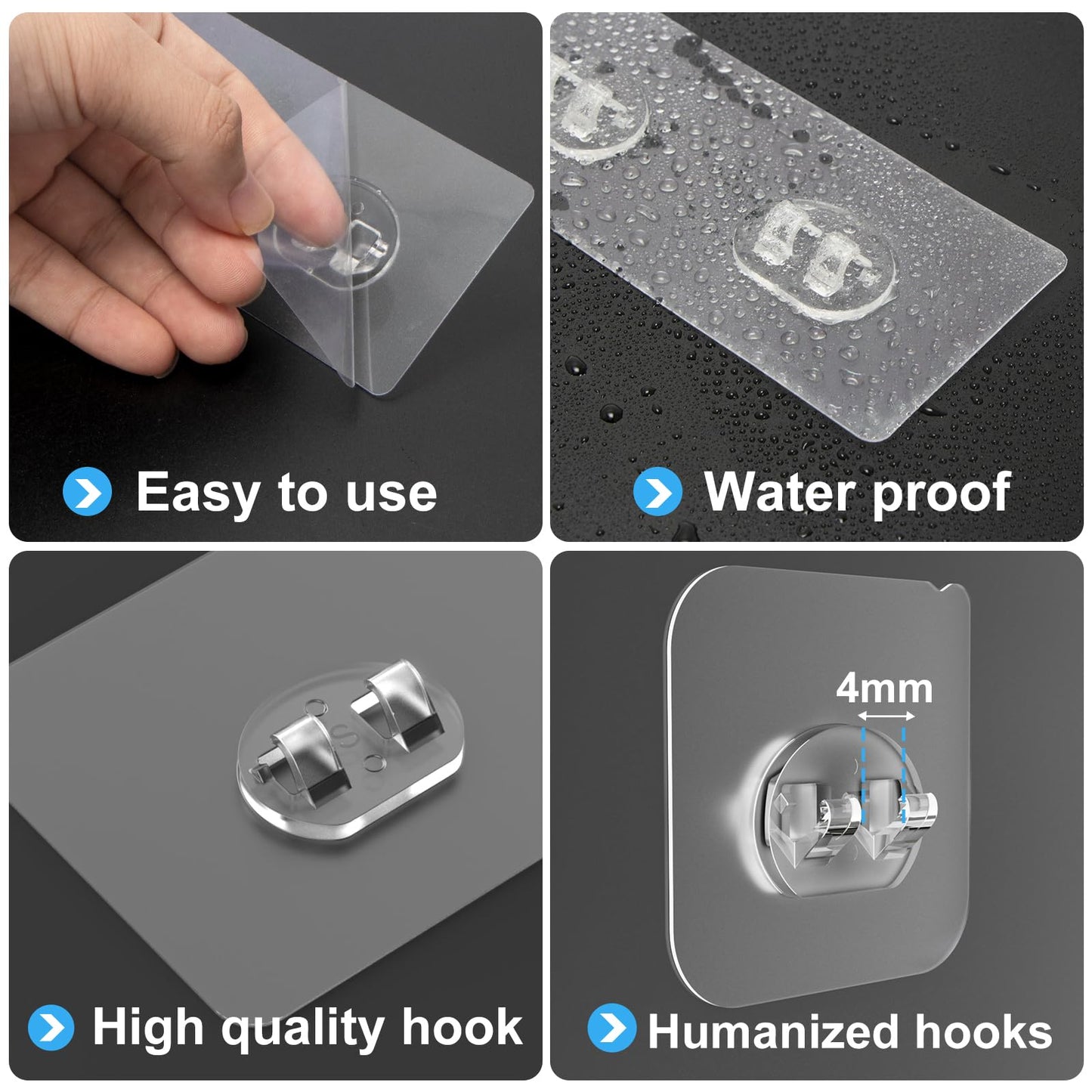 FEPTUASE 14 Pack Shower Caddy Adhesive Replacement, Transparent Strong Adhesive Hooks, No Drilling, Waterproof Wall Hooks for Shower Caddy, Bathroom Storage Shelves and Kitchen Racks