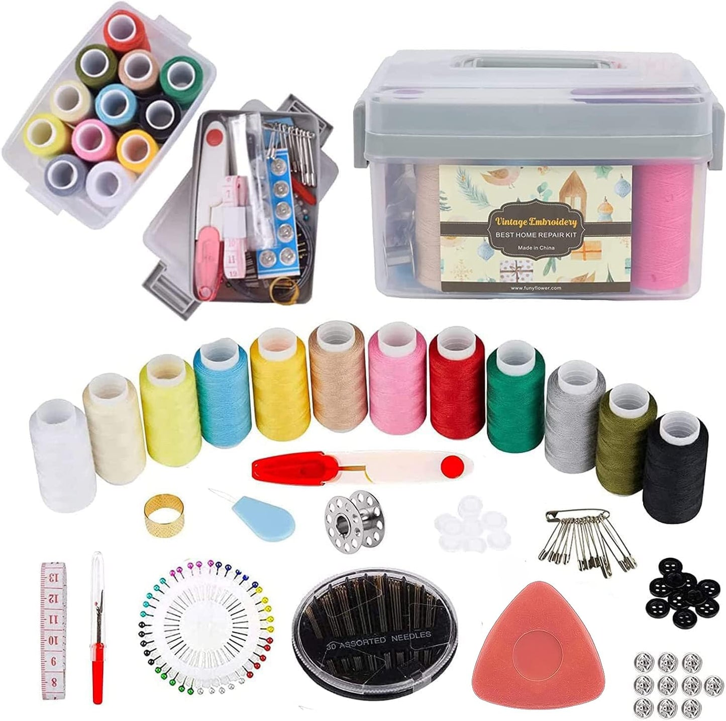 Premium Sewing Kit Set - Portable Sewing Supplies for Beginner Traveler and Emergency Clothing Fixes,DIY Crafts Accessories with Thread, Scissors, Needles, Tape Measure and Other Accessories