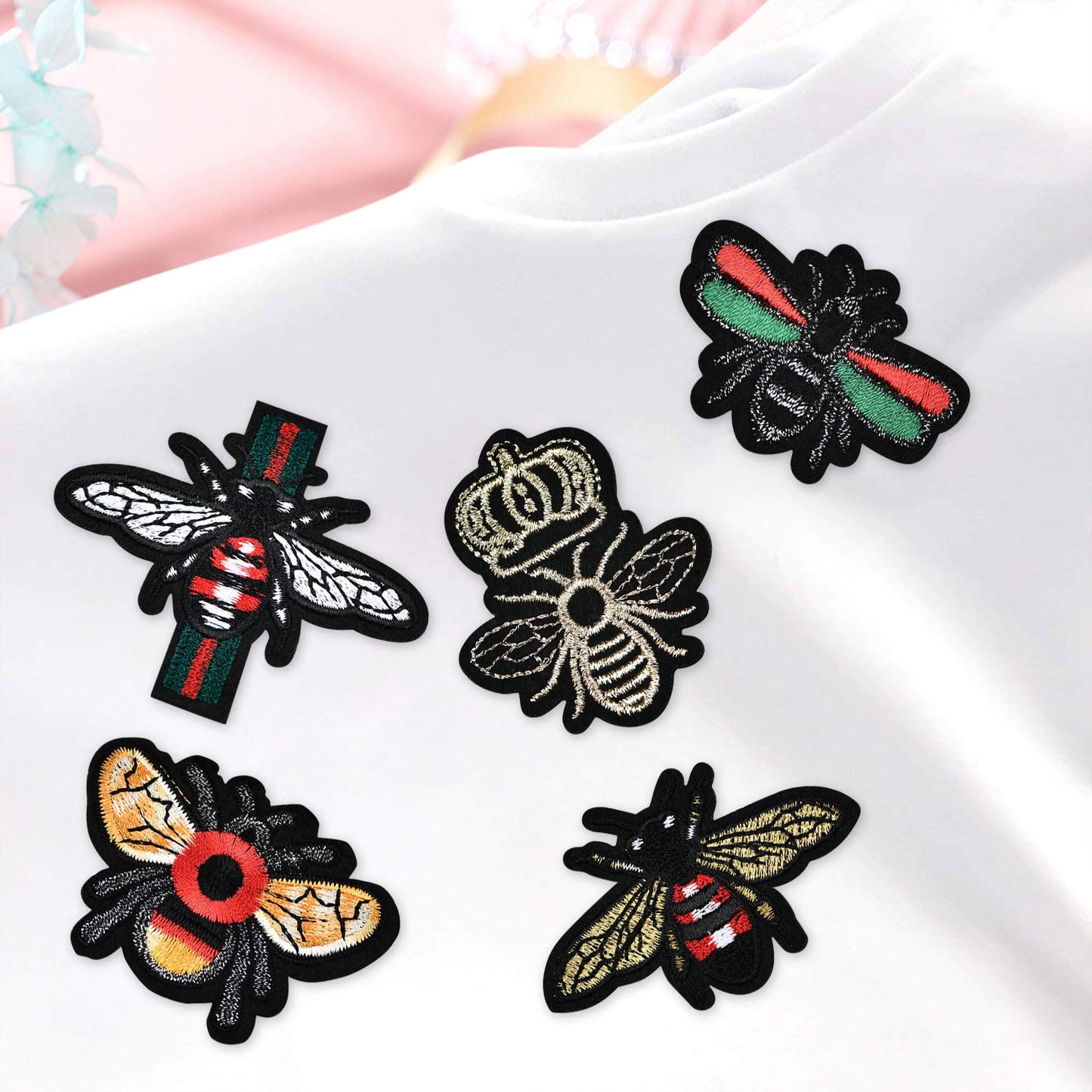 PGMJ 24 Pieces Cute Insect Patches Applique Sew Iron on Embroidered Sewing Iron on Bees Patches Sewing Patch Bags Jackets Jeans Clothes Caps (K27_1)