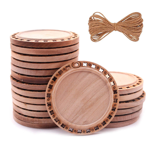 CBCMY 20 Pcs 2.16 inches Natural Wood Slices Craft Unfinished Wood kit Predrilled with Hole Wooden Circles for DIY Crafts Wedding Decorations Christmas Ornaments Arts Wood Slices