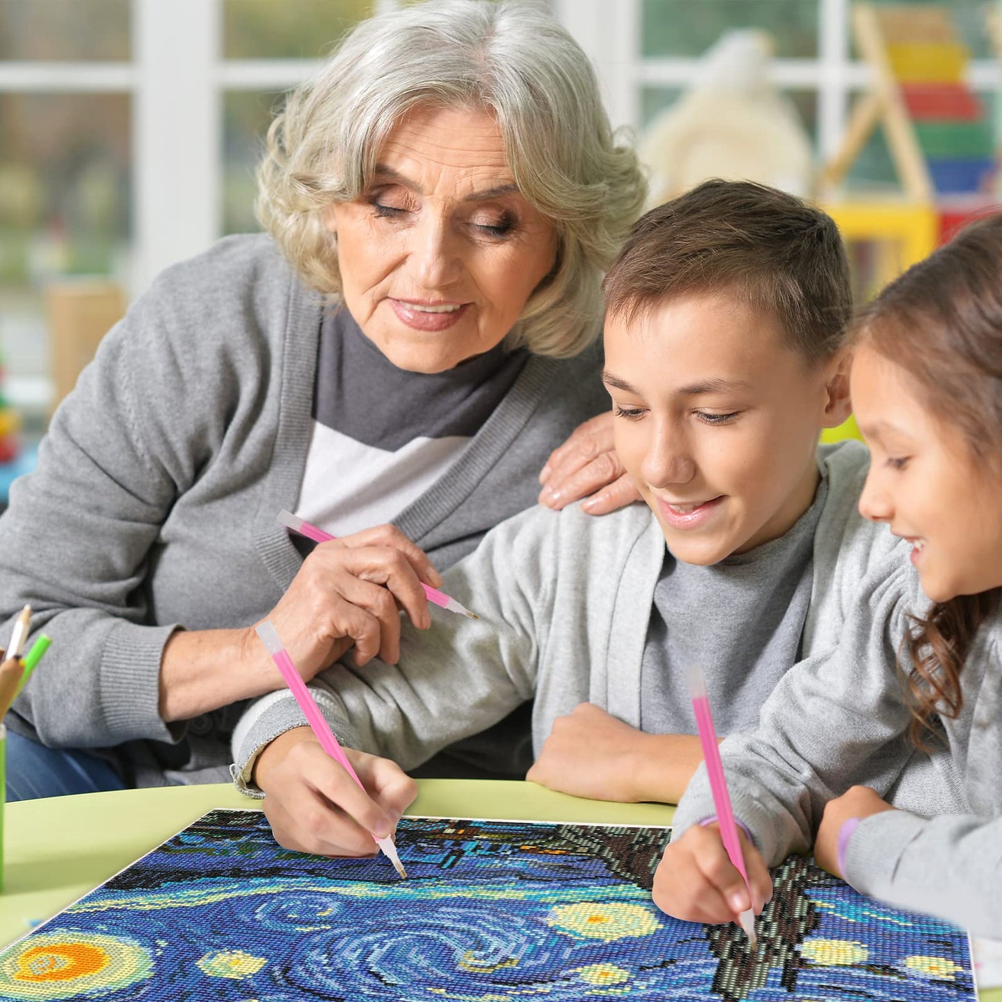 OUTUXED 117pcs 5D DIY Diamond Painting Tools and Accessories Kits with Diamond Embroidery Box and Multiple Sizes Painting Pens for Adults to Make Art Craft