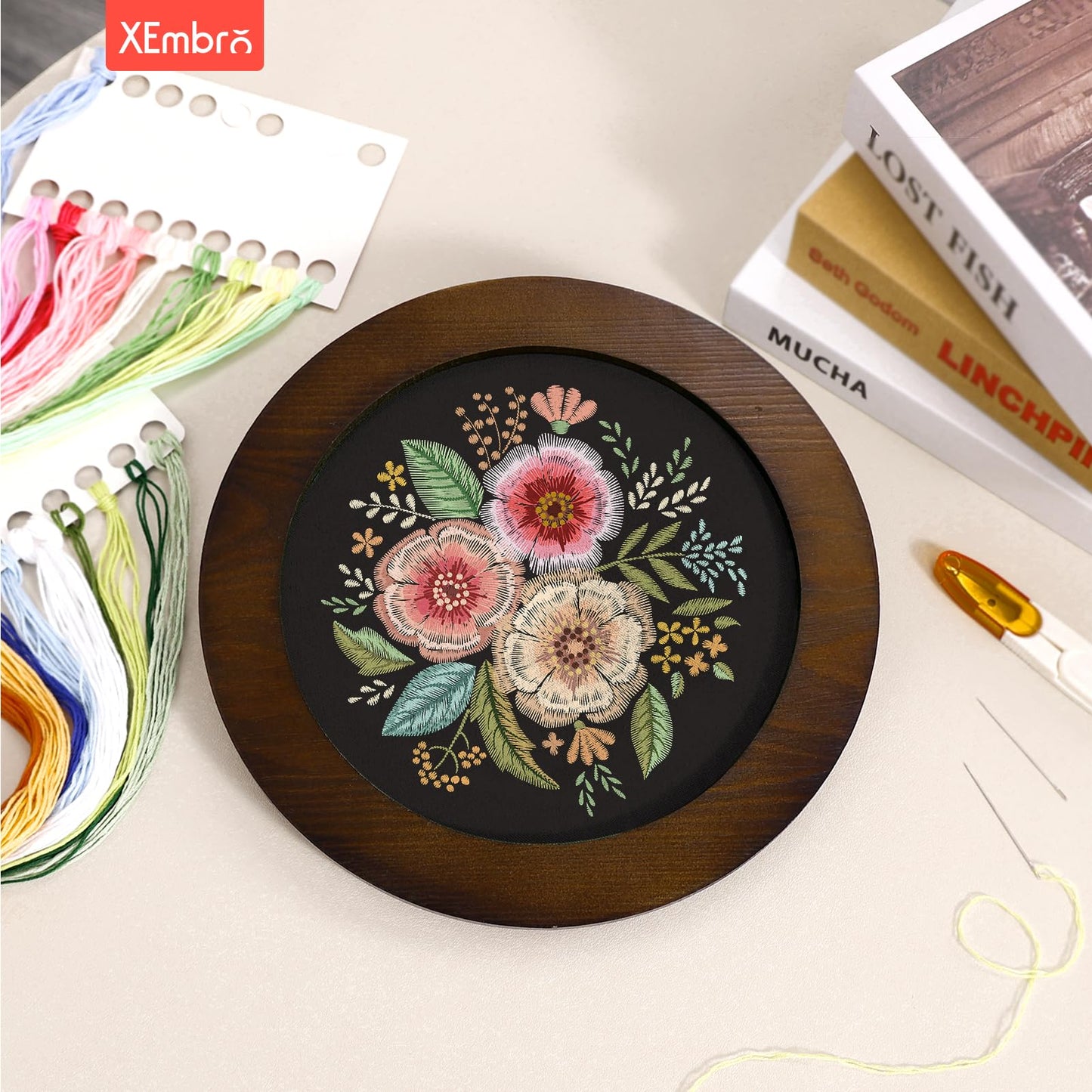 8 Inch Wood Embroidery Hoop Frame for Hanging Sewing Ornaments, Decorative Round Embroidery Frame for Display Finished Embroidery & Cross Stitch Arts