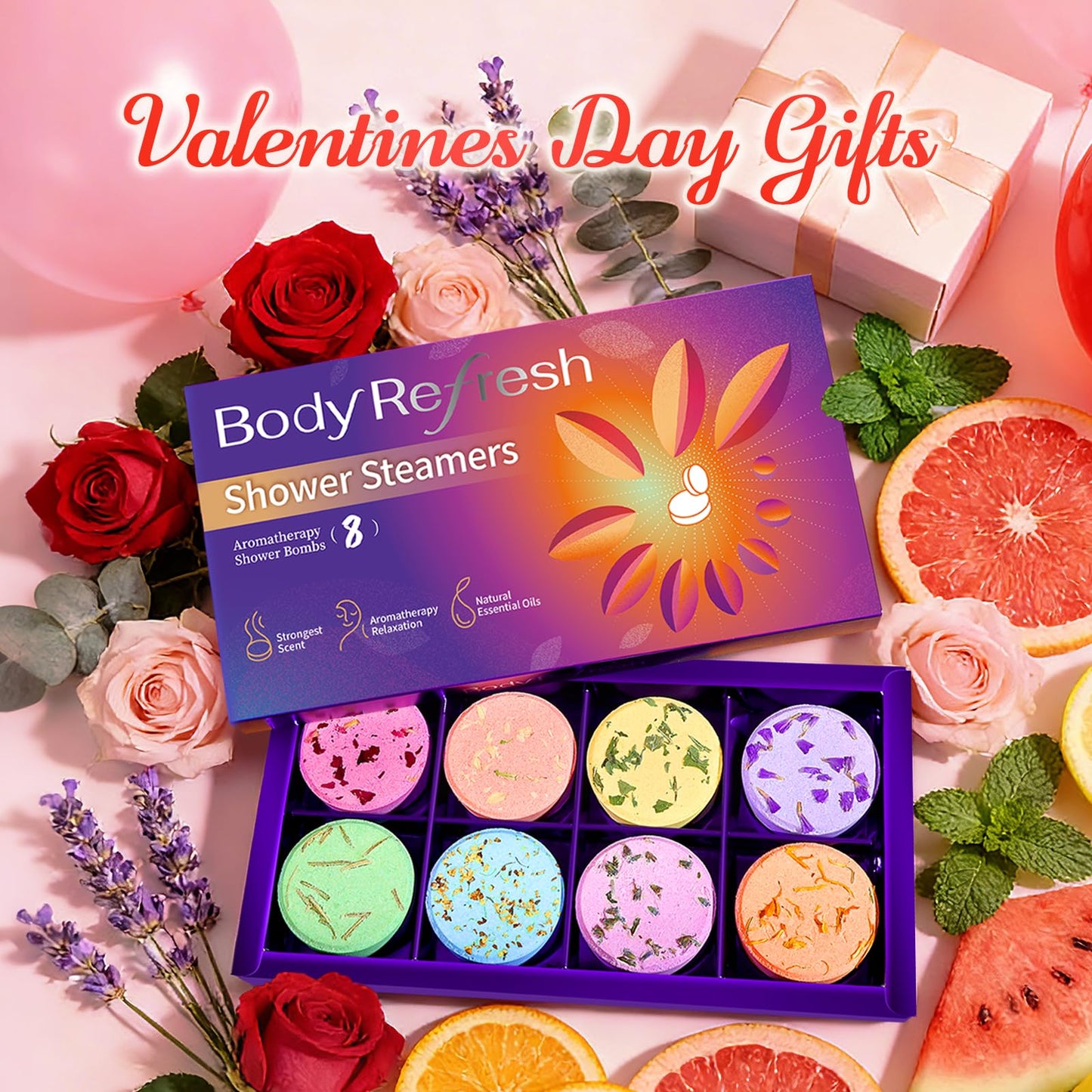 Shower Steamers Aromatherapy - 8 Pack Shower Bombs with Essential Oils, Valentines Day Gifts for Her Women, Birthday Gifts for Women Self Care Relaxation Home SPA Stress Relief Galentines Gift Set