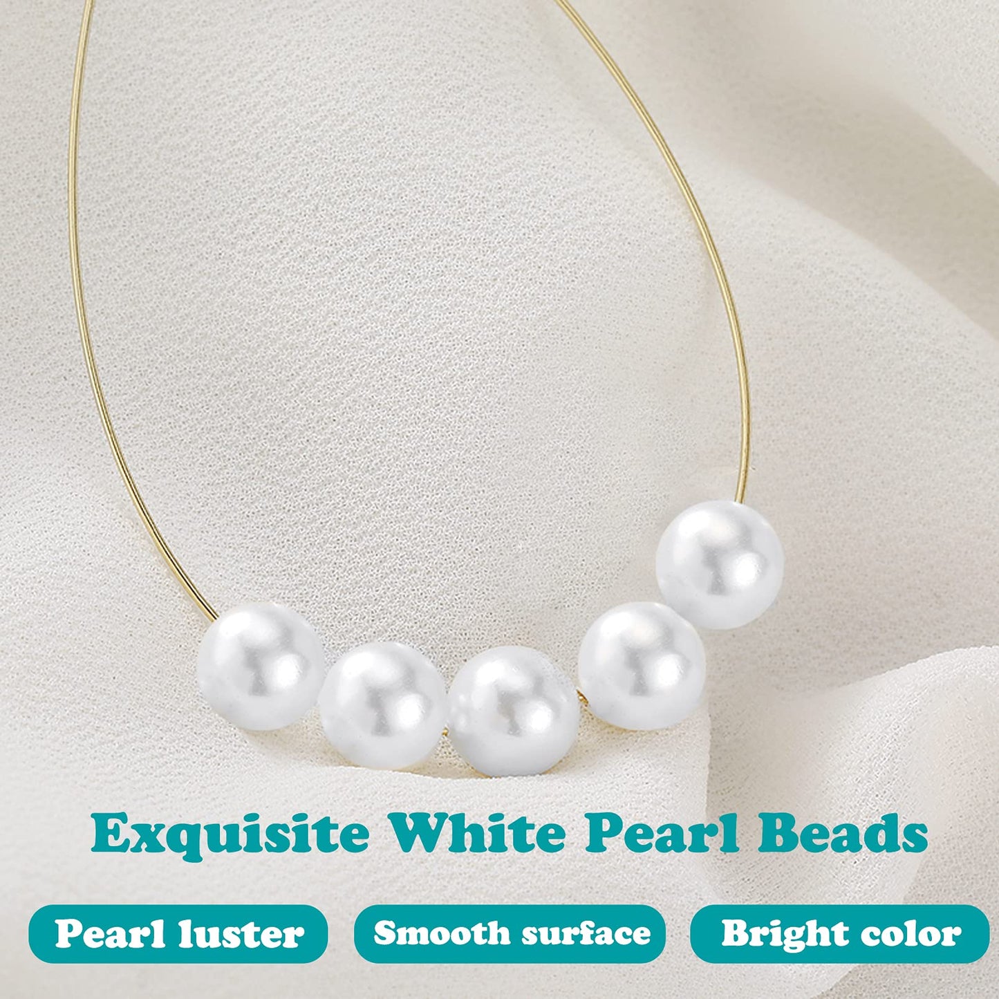 HILELIFE Pearl Beads for Jewelry Making - 1000 PCS 8mm White Pearls for Jewelry Making, Pearls for Crafts, Round Loose Pearls Beads with Hole for Necklaces Bracelets Earrings Choker Making