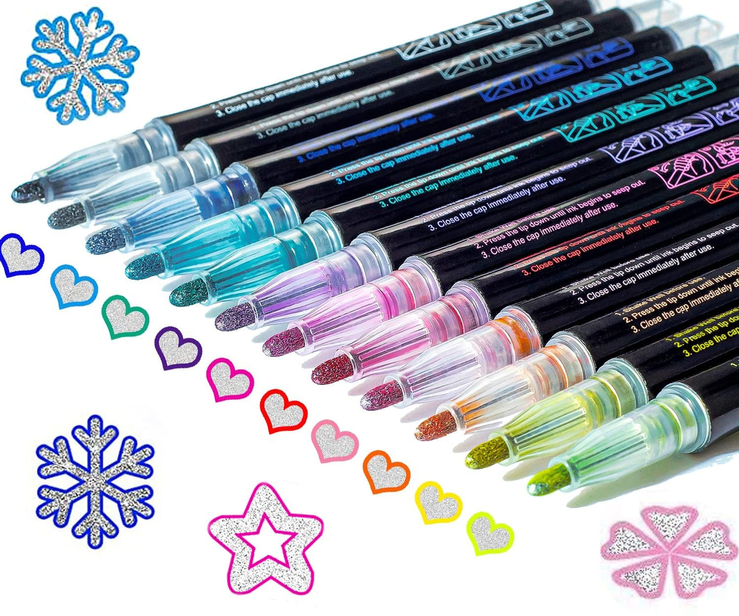 Markers Outline Glitter Gel Pens: 12 Christmas Stocking Stuffers Teenage Tween Teen Girl Gifts Trendy Stuff Cute Arts Crafts Art Supplies Kids Ages 4 6 7 8 9 10 14 16 18 Year Old