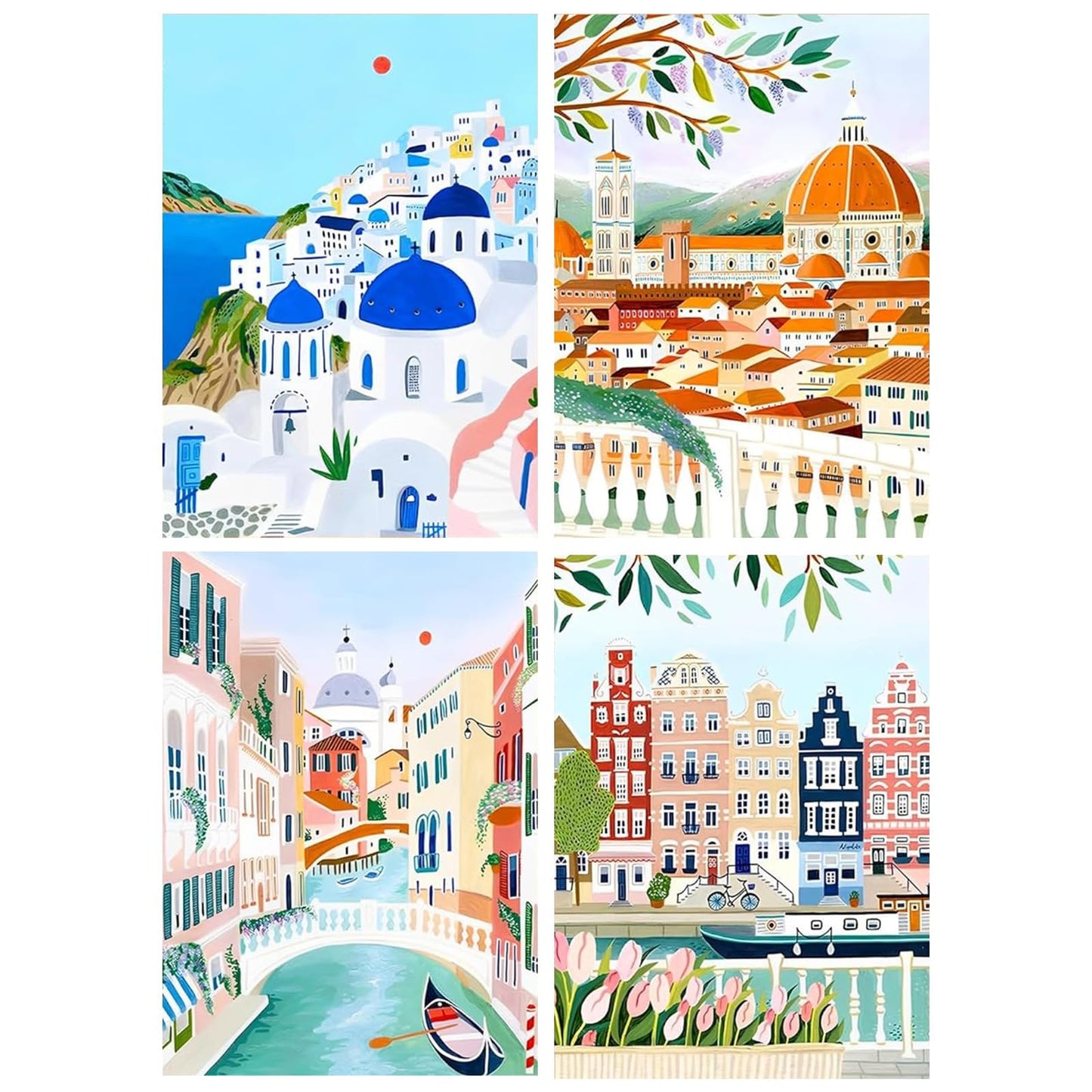 Yeaqee 4 Pcs Diamond Art Kits DIY Painting for Adult Aesthetic Wall Diamond Crafts Aesthetic Room Decor Cute Painting Pictures 5d Craft Wall Decor for Home 10 x 11.8''(Scenery)