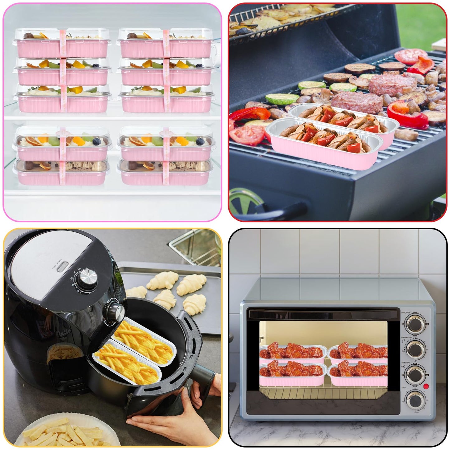 JuneHeart Mini Loaf Pans with Lids and Spoons, 30 Pack, Pink, 6.8oz, Rectangular Aluminum Foil Baking Pans