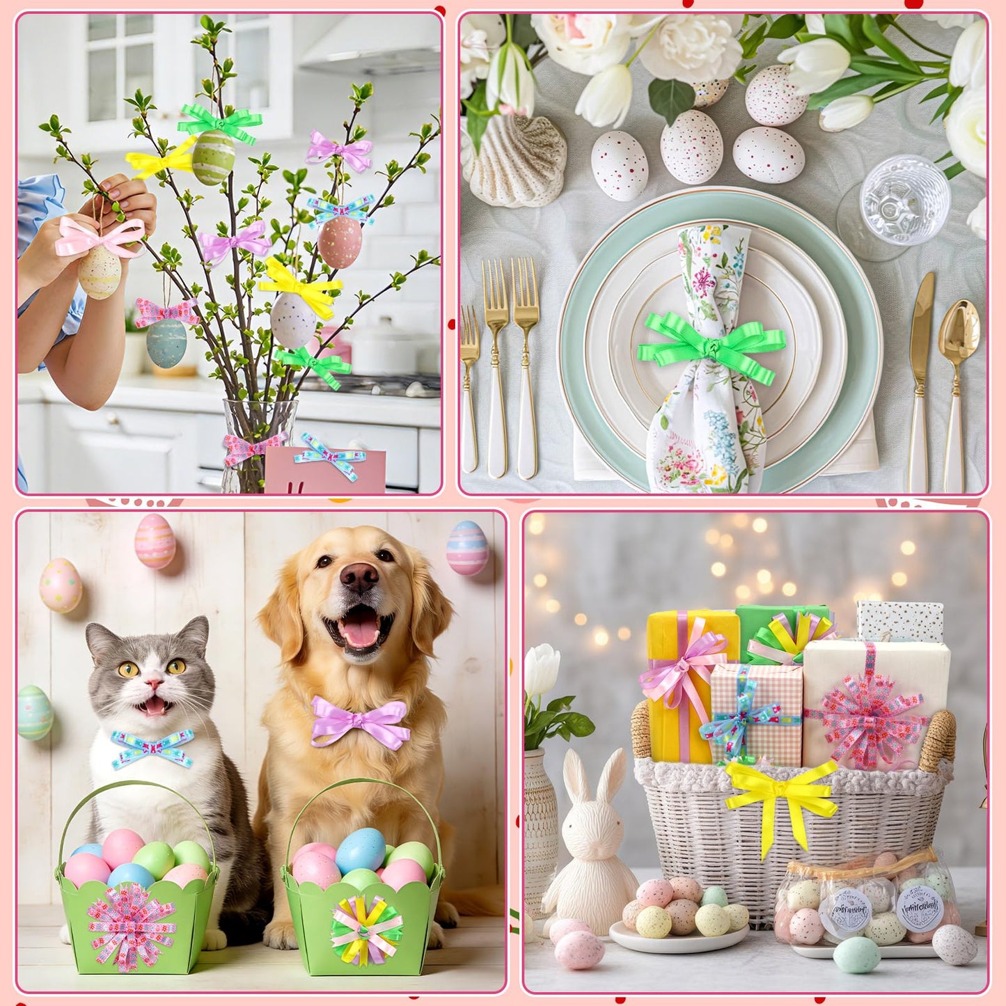 Easter Themed Ribbon Set 25 Yards per Roll, Premium Easter Craft Ribbon Decoration for Holiday Crafts, Wreaths and Party Decor