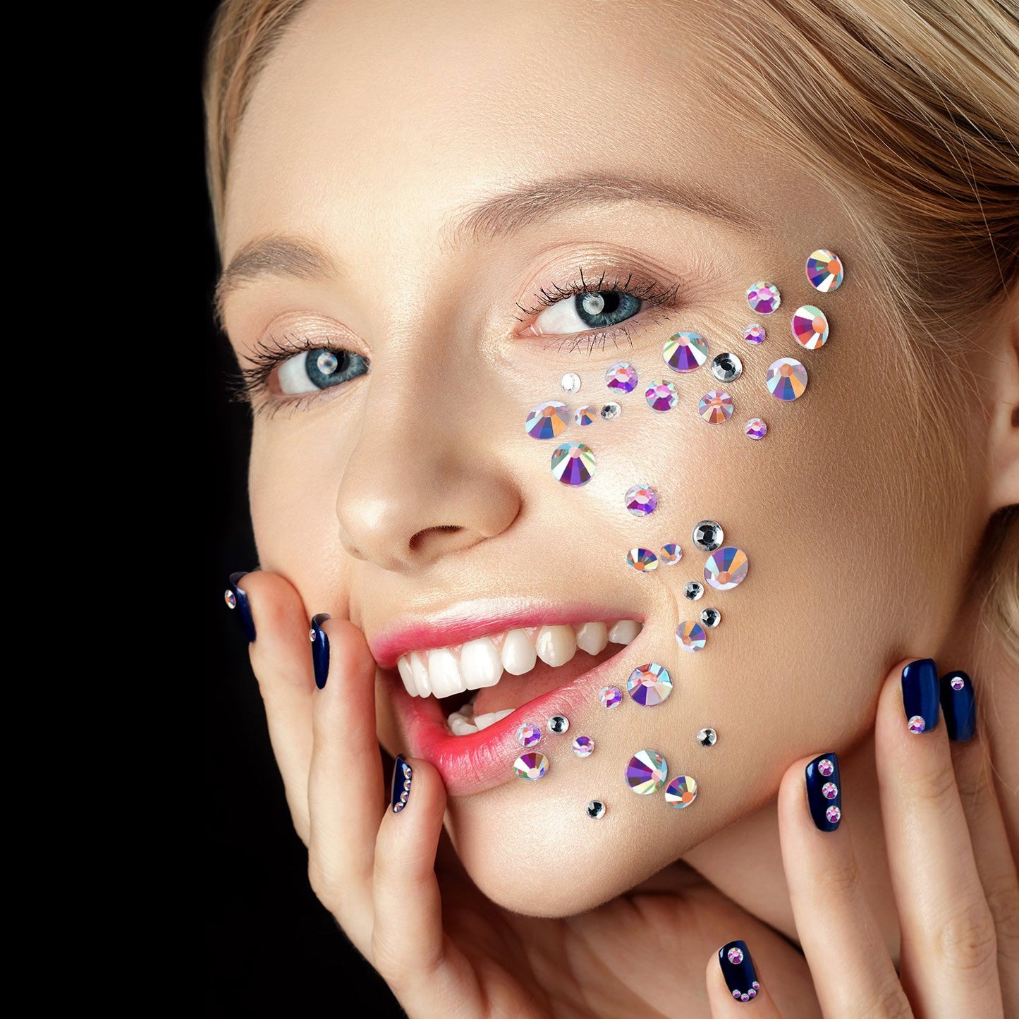 3456 Pcs Crystals Diamond Rhinestones AB Clear Flat Back Round Gems Flatback Glass Crystals Mixed Size Crystals Gems for Crafts Nail Clothes Shoes Makeup Bags Decor, 6 Sizes (Iridescent)