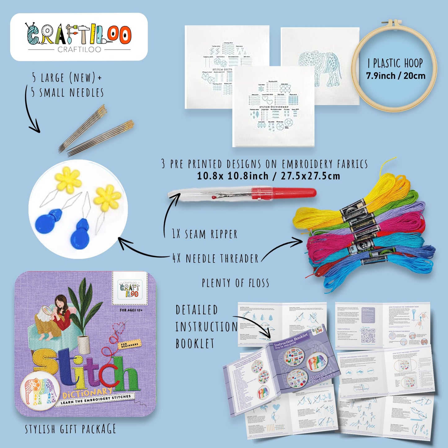 Embroidery Kit for Beginners Cross Stitch Kits for Beginners Needlepoint Kits for Adults Embroidery Kits for Adults Cross Stitch kit Elephant