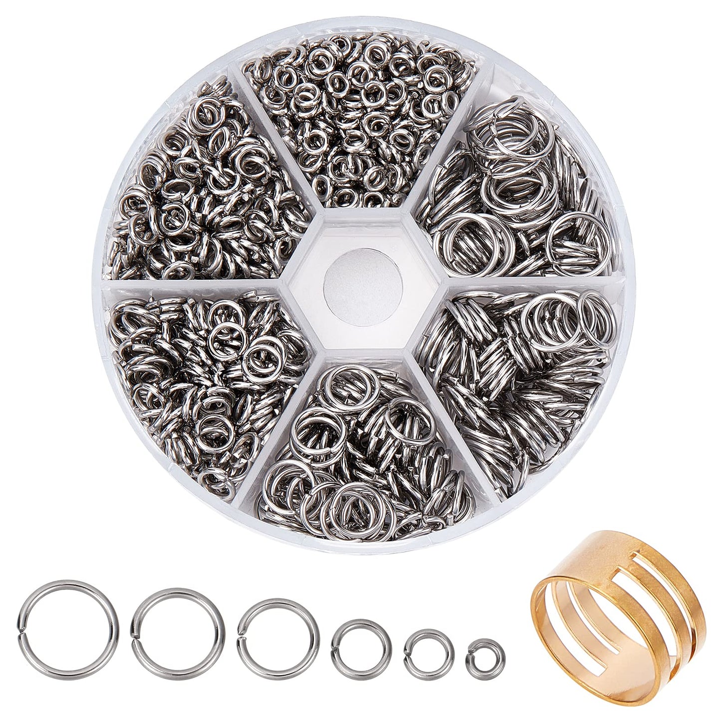 1000pcs 304 Stainless Steel Jump Rings, 18-Gauge Open Jump Ring 4/5/6/8/9/10mm Connector Rings O Ring Chainmail Rings for Earring Bracelet Necklace Jewelry Keychain DIY Craft Making