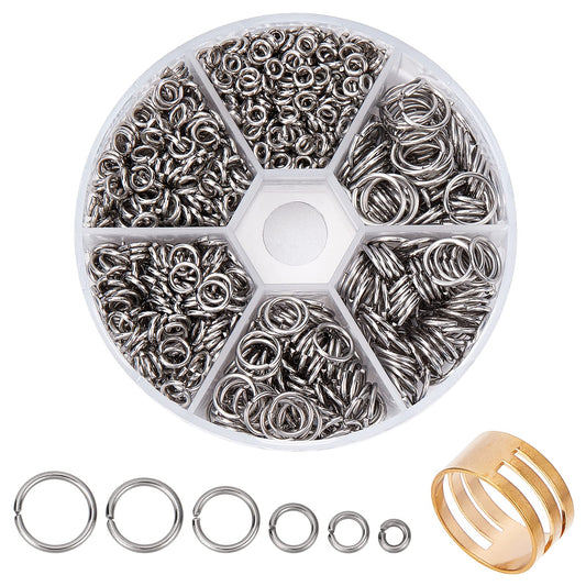 1000pcs 304 Stainless Steel Jump Rings, 18-Gauge Open Jump Ring 4/5/6/8/9/10mm Connector Rings O Ring Chainmail Rings for Earring Bracelet Necklace Jewelry Keychain DIY Craft Making