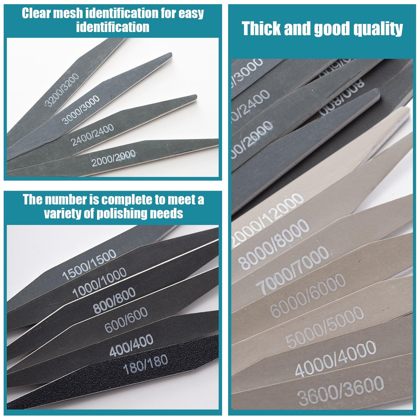 Honoson 20 Pcs Sanding Sticks for Plastic Models Polishing Sticks Assorted Metal and Wood Sanding Tools Accessory for Model Craft Amateur Beginner (Low Grits and High Grits,Double Angle Shape)