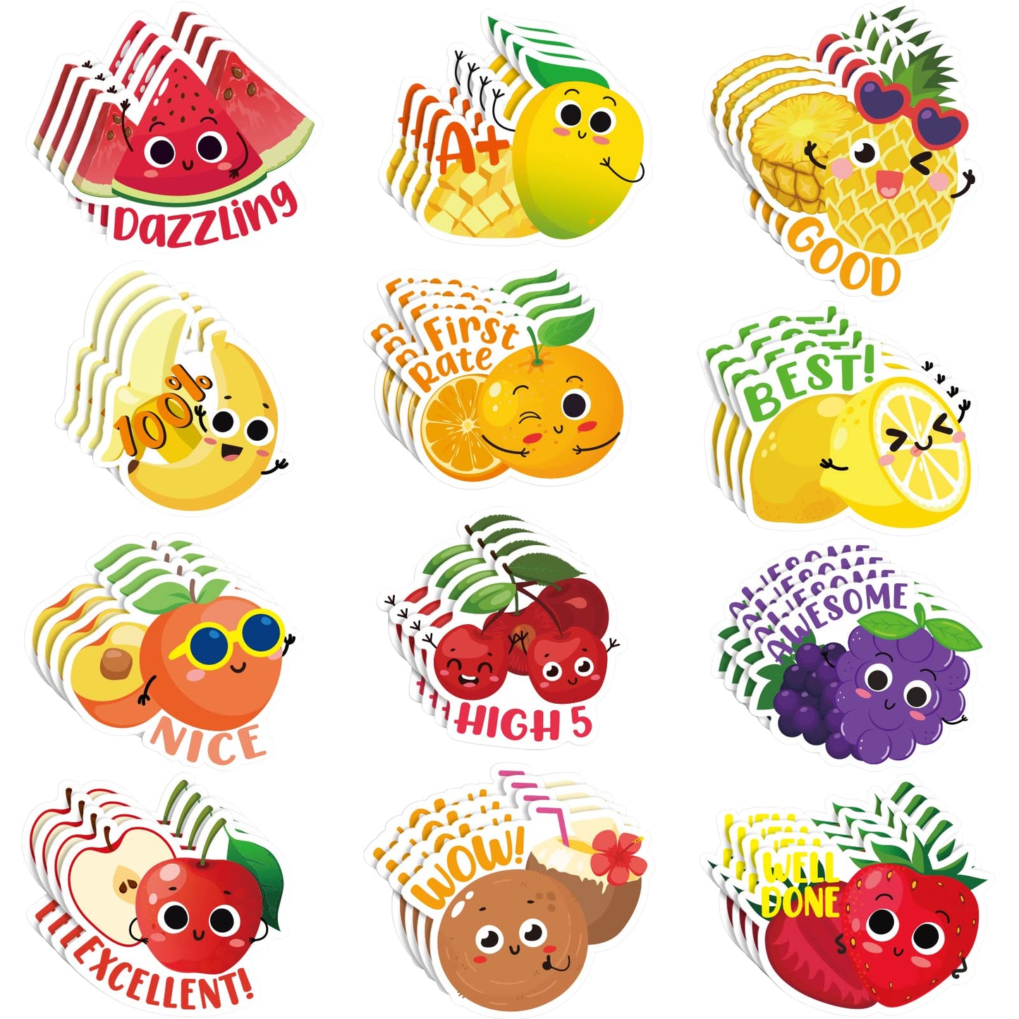 Jetec 300 Pcs Scratch and Sniff Sticker for Kids Smelly Scented Motivational Reward Stickers Teacher Incentive Positive Decal for Student Classroom Chart School Supplies(Fruity)