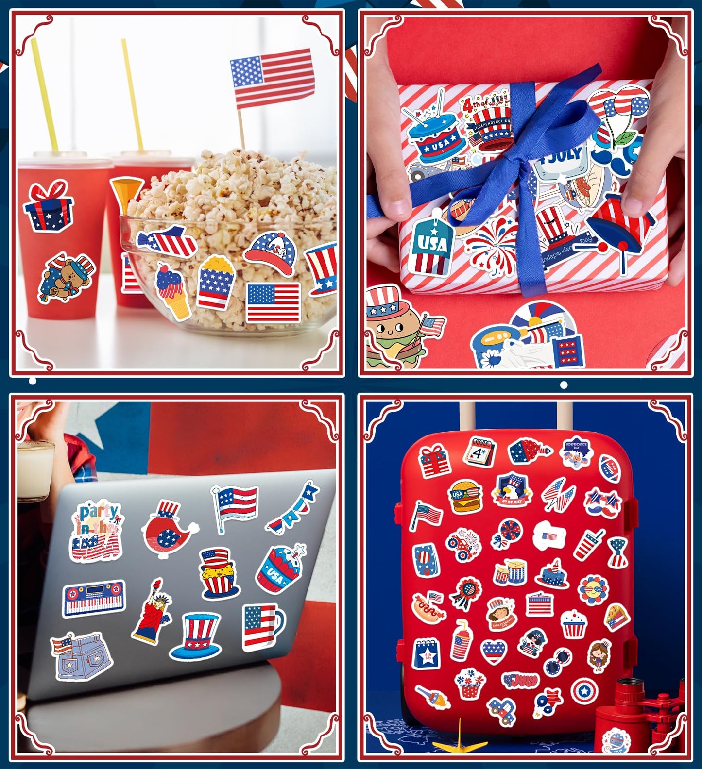 HSHFAMIIY 4th of July Stickers - 4th of July Outfits for Women, 100Pcs Patriotic Stickers - Memorial Day Scrapbooking, 4th of July Accessories Decorations Gifts Crafts Activities Party Favors for Kids