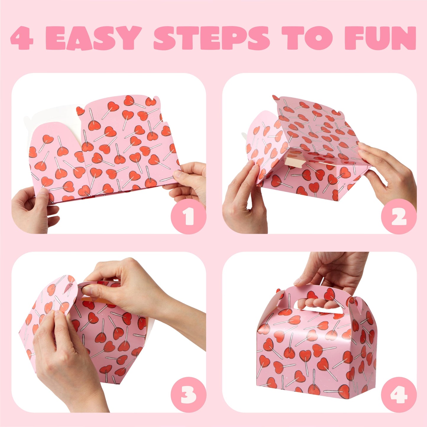 24 Pcs Valentine’s Day Gift Treat Boxes, Cookie Boxes with Colorful Heart shaped Design for Kids Party Favor, Classroom Exchange Prizes, Valentines Candy Boxes