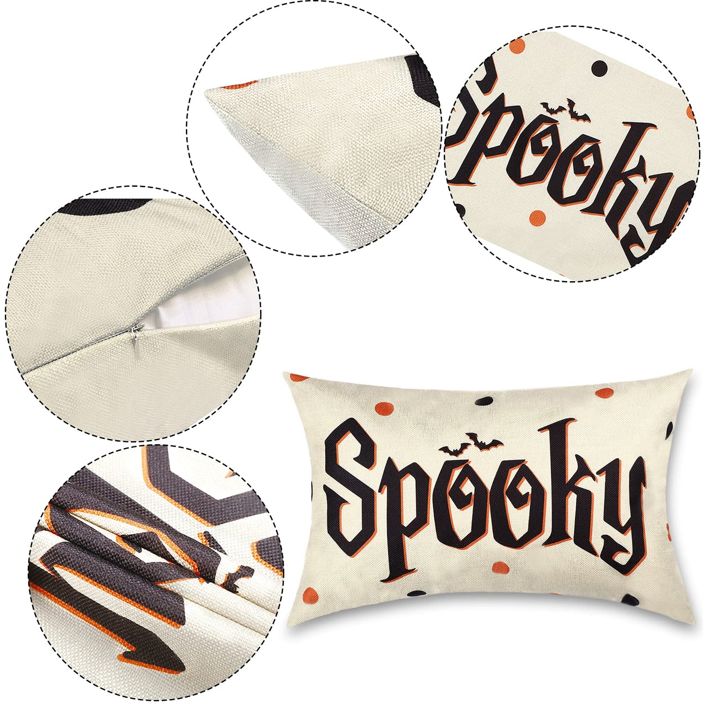 2 Pieces Halloween Pillow Throw Cover Halloween Fabric Linen Cushion Cover Halloween Boo Spooky Letter Throw Cushion Cover Halloween Throw Pillow Case Decoration for Bed Couch Sofa