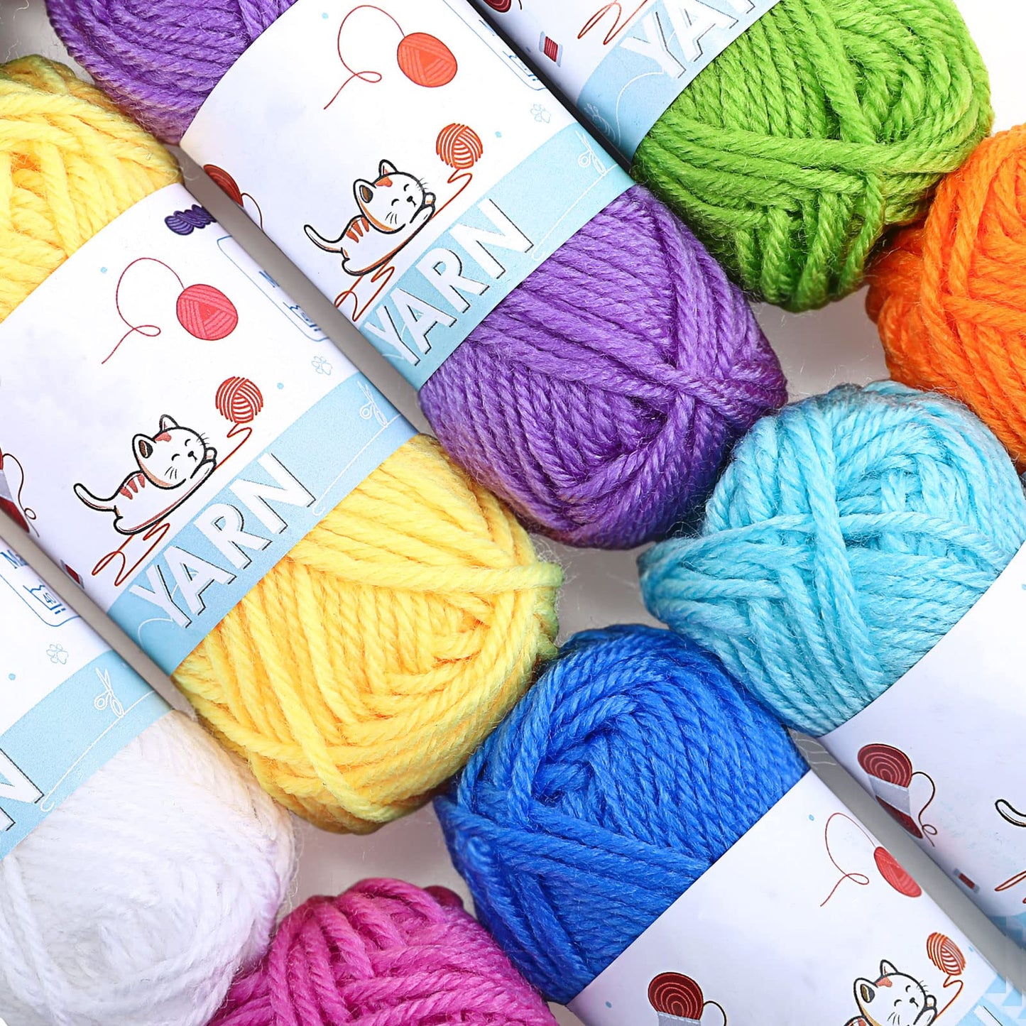 Yinsun 12 Acrylic Yarn Skeins Mini Craft Yarn, 12 Colors Starter Crochet Bulk Yarn for Child, Adult Knitting Crochet Crafts (12 x 15g)