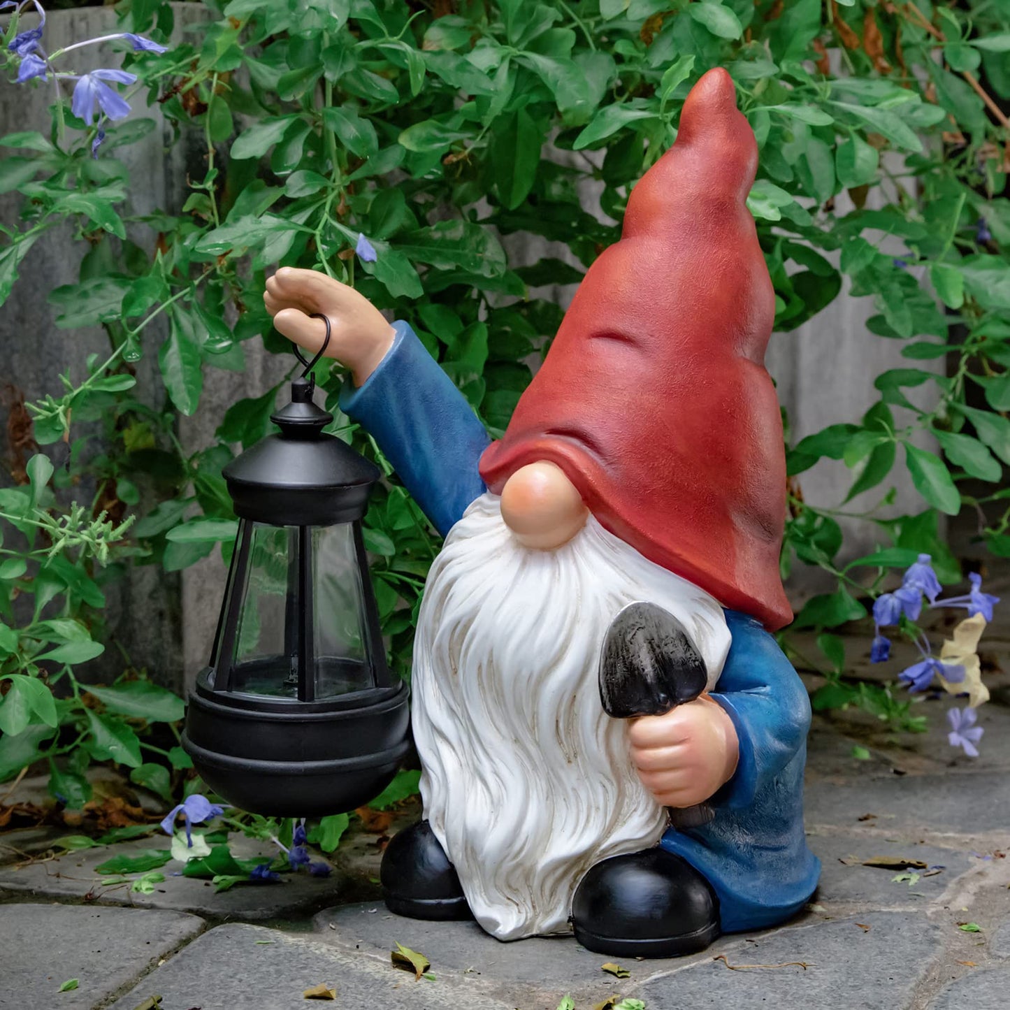 Garden Gnomes Statues Outdoor Decor with Shovel Solar Gnome with Lantern LED Lights,Terrace Xmas Courtyard Lawn Patio Porch Decoration Birthday Christmas Housewarming Gift for Mom Women