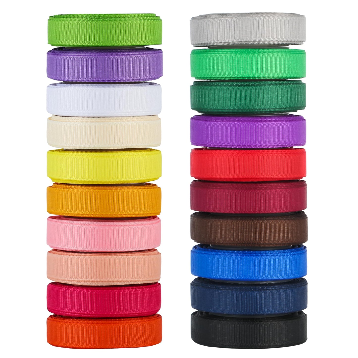 100 Yards Solid Grosgrain Ribbon, 3/8" X 5 Yard/Roll, 20 Colors Rainbow Multicolor Fabric Ribbons Roll Perfect for Crafts Gifts Wrapping Flower Bouquet Hair Bows & Other Projects