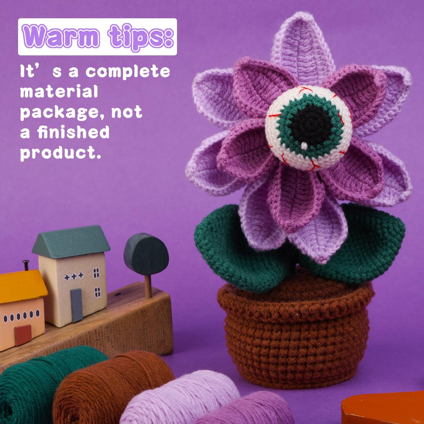 kgxulr Crochet Kit, Big-Eyed Knitting Kit for Beginner, Crochet Starter Kit for Complete Beginners Adults, Crocheting Knitting Kit with Step-by-Step Video Tutorials