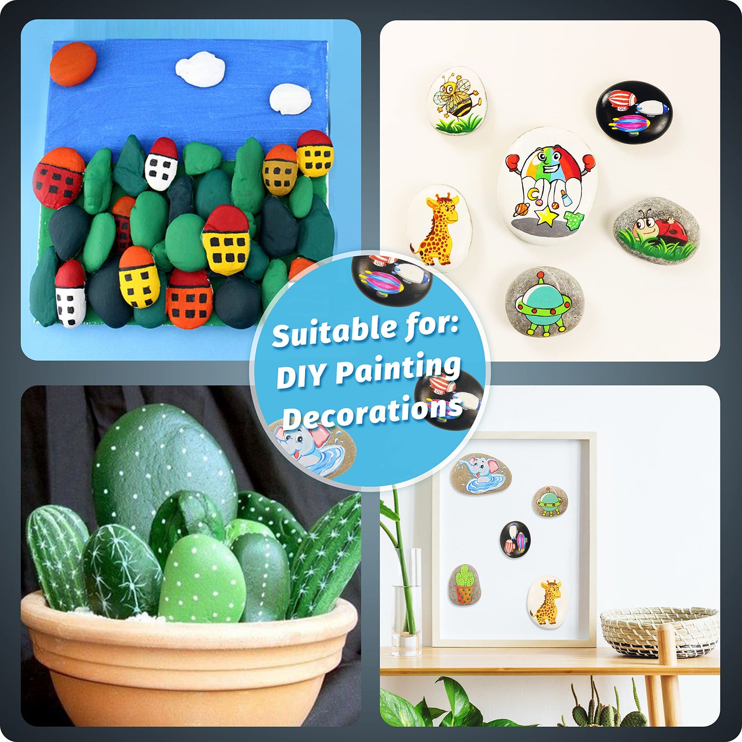 DALTACK 20PCS Large Painting Rocks, Natural River Rocks, Flat Rocks for Painting, 2-3 Inches Stones for Arts & Crafting