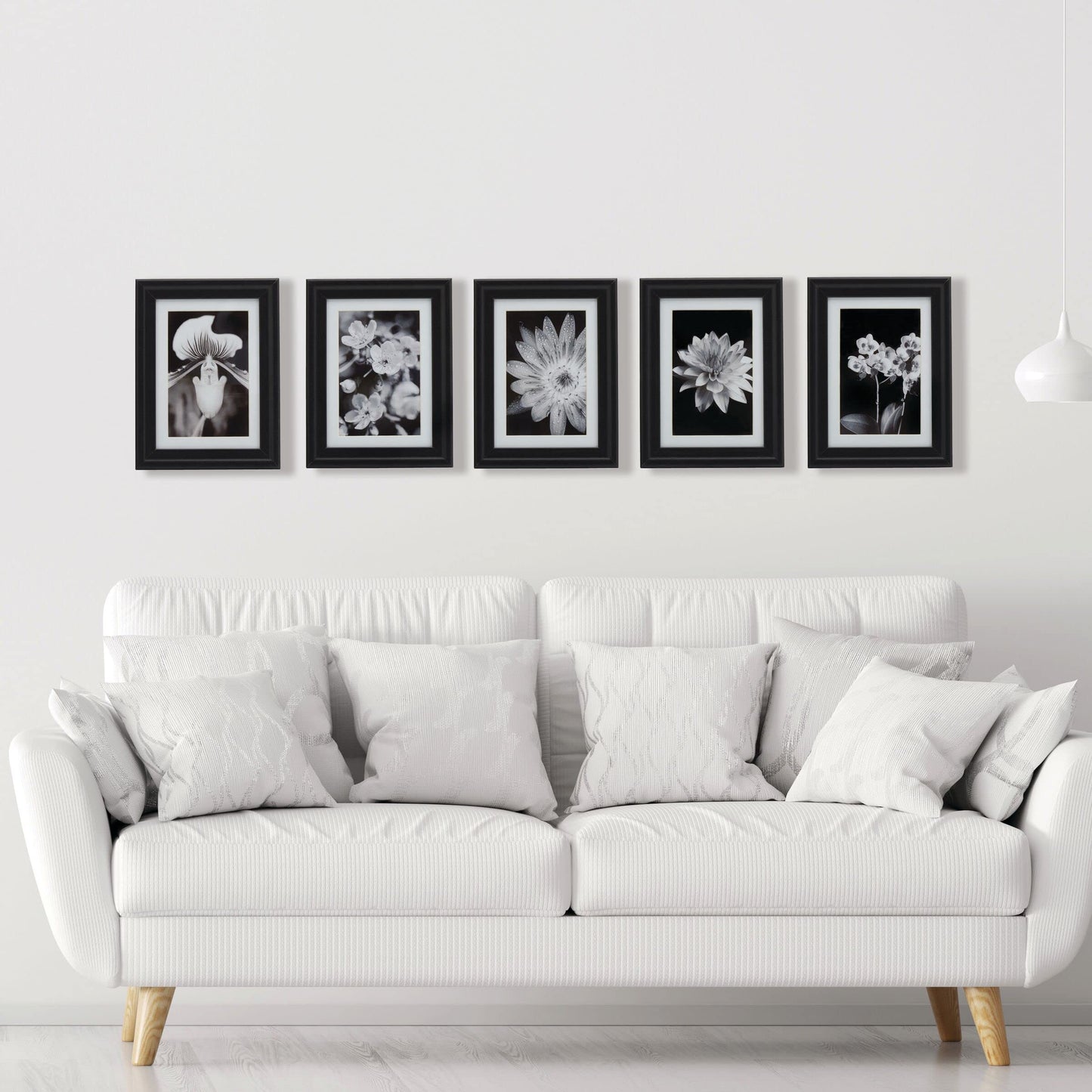 Melannco Set of Five 6.69 x 8.46 Inch Black Wood Photo Frame to Hold 5x7 Photo Without Mat or 4x6 Photo With Mat