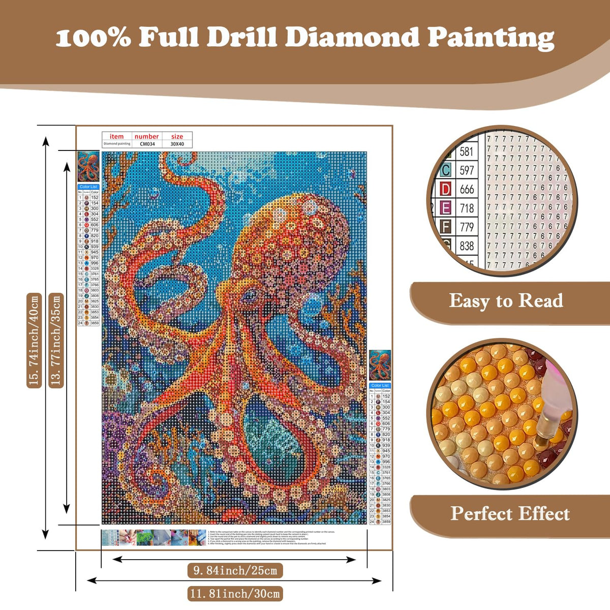 Octopus Diamond Art Kits for Adults, Animals 5D Diamond Painting Kits