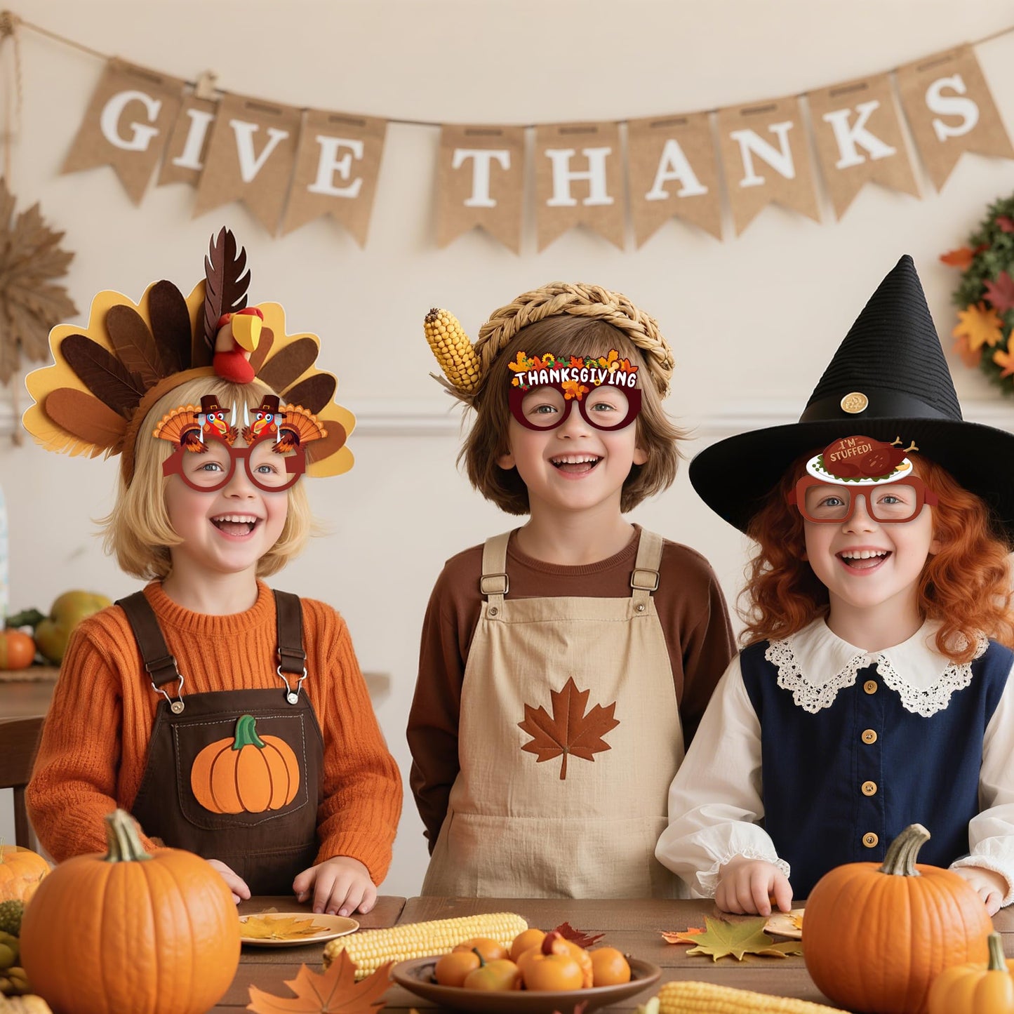 Thanksgiving Outfit Women - 12 PCS Paper Eyeglasses - Thanksgiving Dress Shirts Pajamas Sweatshirts for Girls | Friendsgiving Decorations Decor Party Supplies Essentials for Adults