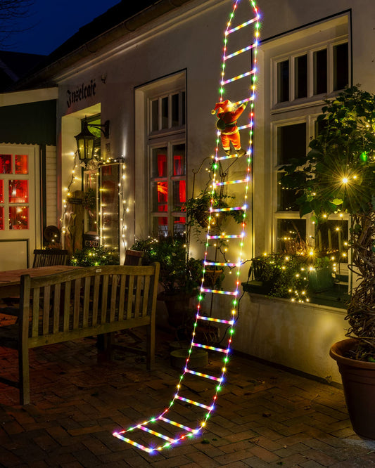 LED Christmas Lights - 10ft Christmas Decorative Ladder Lights with Santa Claus, Xmas Decorations Light for Indoor Outdoor, Window, Garden, Home, Wall, Xmas Tree Decor - Multicolor