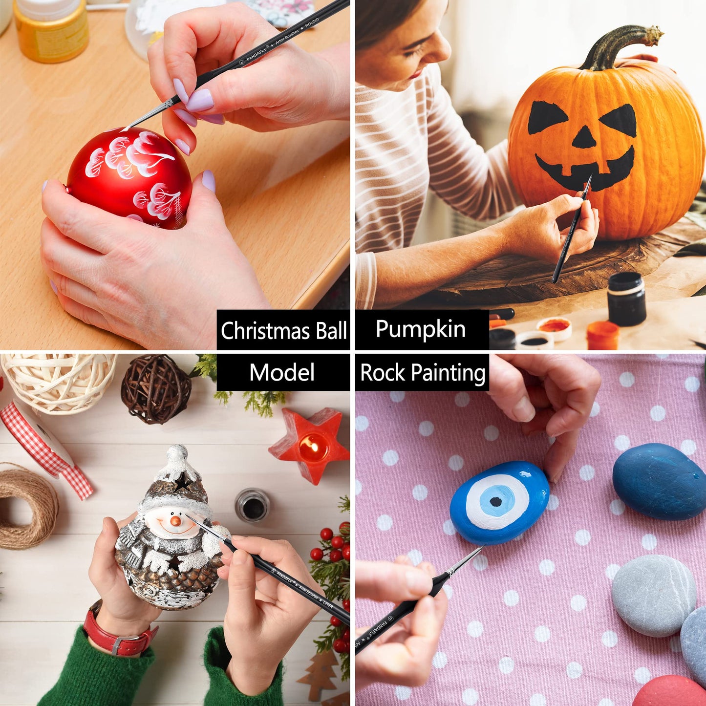 PANDAFLY Detail Paint Brushes Set, 15pcs Miniature Brushes for Fine Detailing & Art Painting - Acrylic, Oil, Watercolors & Paint by Number, Models, Face, Nail, Craft, Warhammer 40k