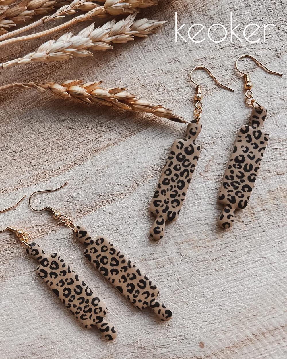 KEOKER Silk Screen Stencils for Polymer Clay, 3 PCS Reusable Silkscreen Print Kit for Printing on Clay & Other Jewelry Clay Earrings Decoration, Cheetah Leopard Silk Screen for Polymer Clay (3PC)