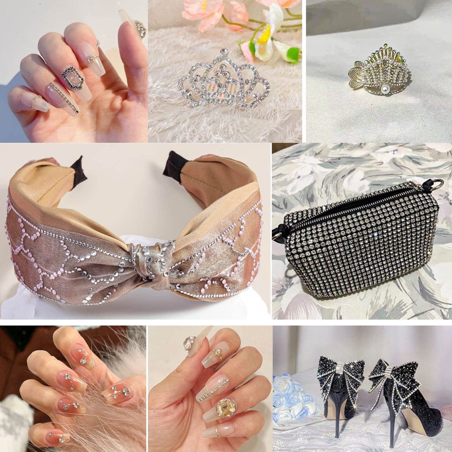 Beadsland 4300pcs Flatback Rhinestones,Clear Rhinestones Nail Gems Round Crystal Rhinestones for Crafts,Mixed 6 Sizes with Picking Tweezers and Wax Pencil Kit, SS6-SS20,Crystal