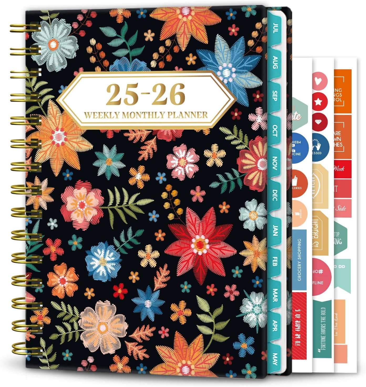 2025-2026 Planner, 12-Month Daily Weekly Monthly Planner from JUL.2025 to JUN.2026, 8.4" X 6", Spiral Notebook with Stickers, Elastic Closure, Inner Pocket for Office School Supplies
