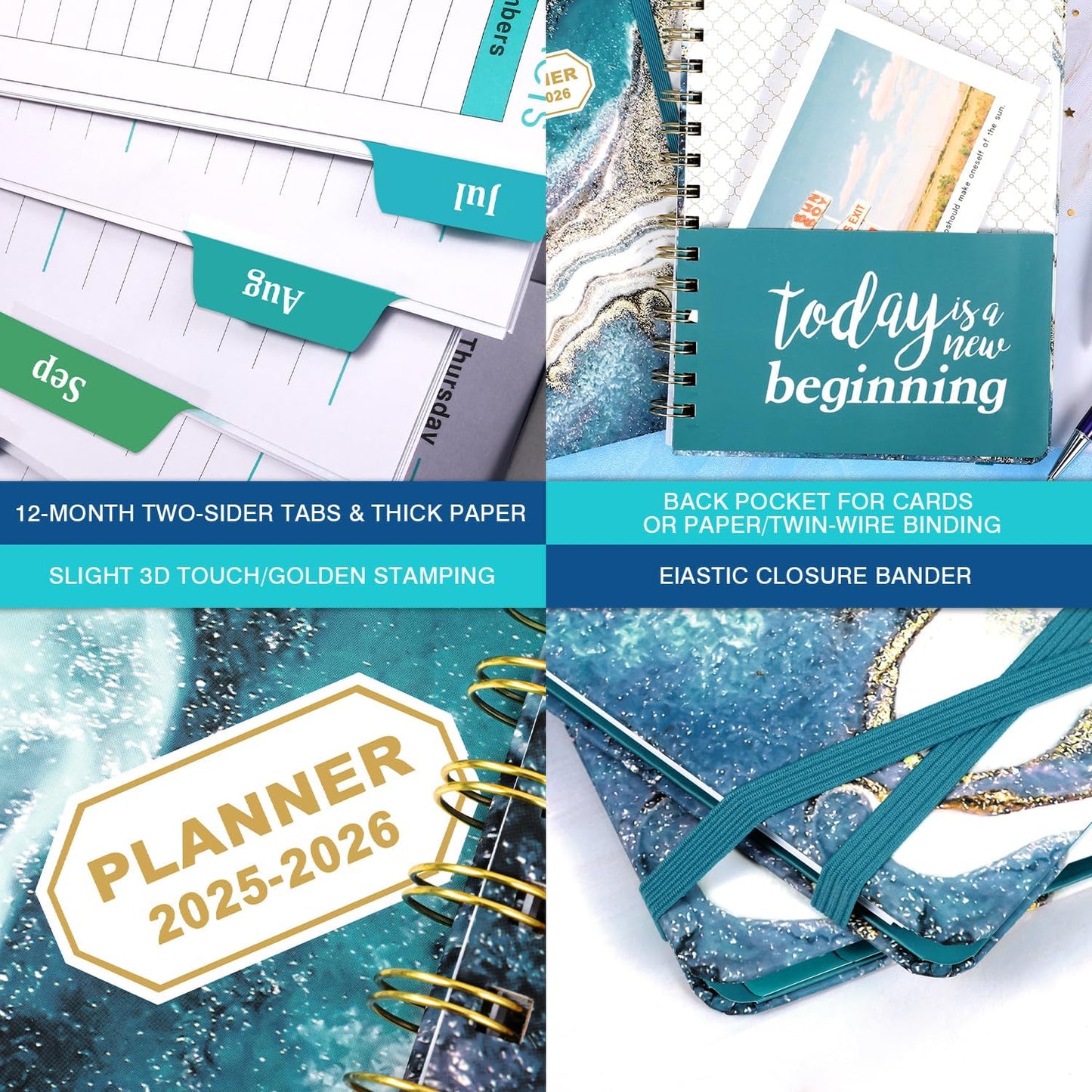 Planner 2025-2026 - 2025-2026 Weekly and Monthly Calendar from July 2025 to June 2026, Academic Planner 2025-2026 with Inner Pocket, Colorful Tabs, 6.4'' x 8.5''