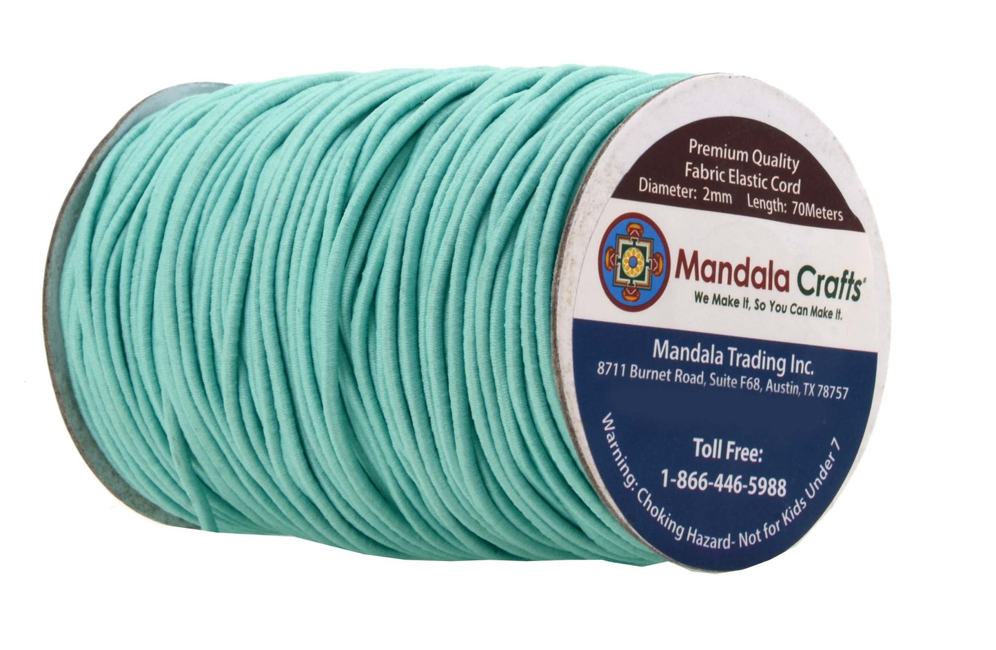 Mandala Crafts 2mm Turquoise Elastic Cord for Jewelry Making - 76 Yds Stretchy Cord Round Elastic Strings for Bracelets Making - Stretchy String for Crafts Beading