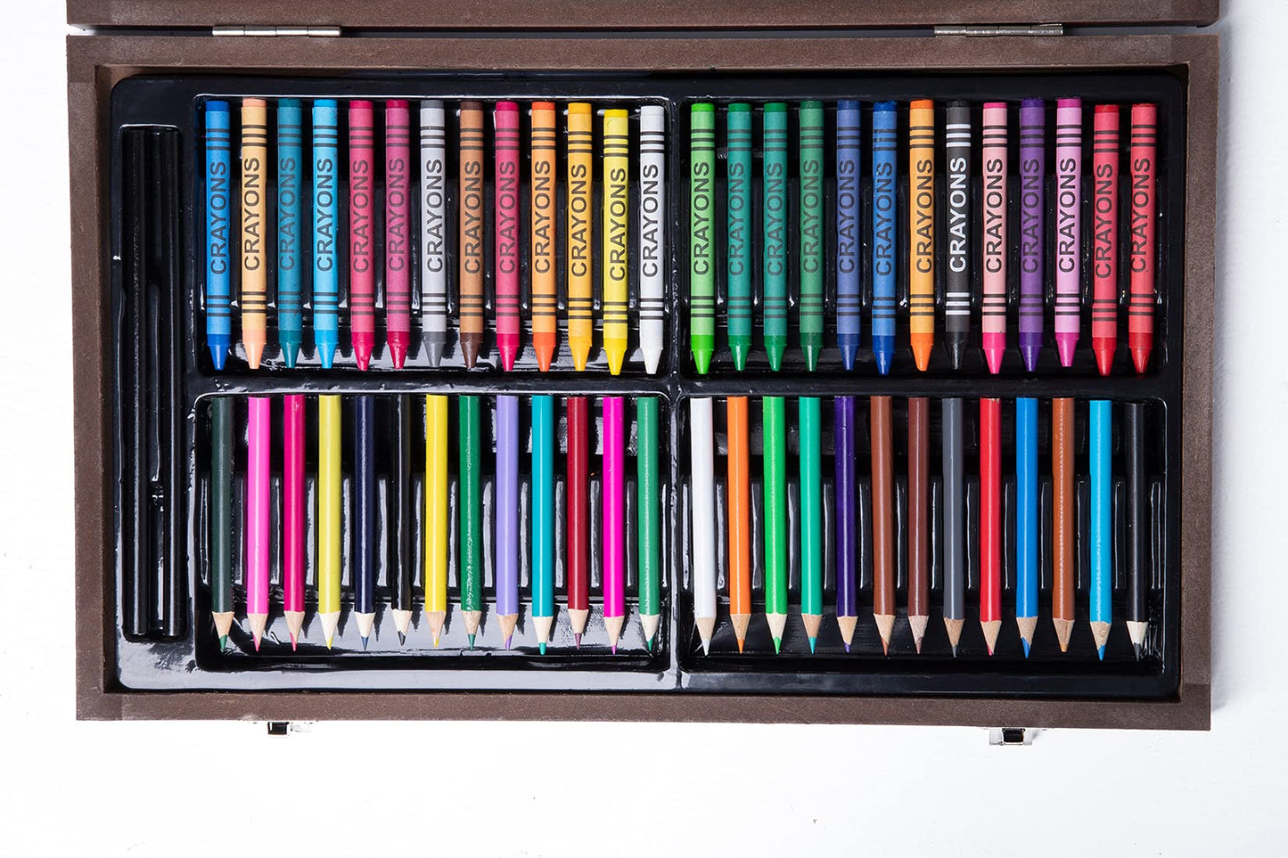 GRANDAN 145 Pieces Deluxe Art Set in Portable Wooden Box Drawing Kit Set with Oil Pastels, Crayons, Colored Pencils, Watercolor Cakes, Brushes, Wooden Case Art Supplies (Wooden)