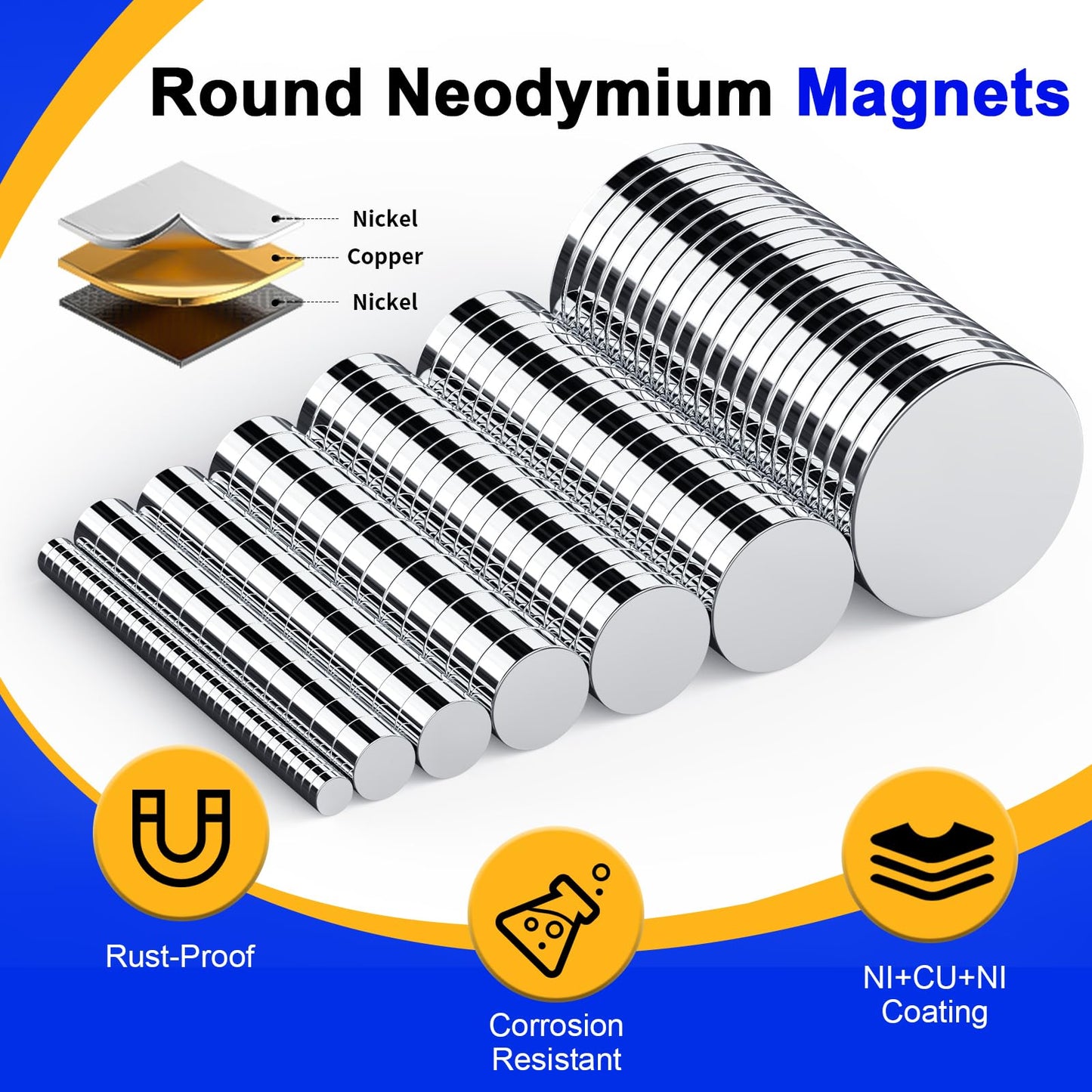 SRENMSMT Small Magnets, 290 Pack Refrigerator Magnets of 7 Different Sizes, Mini Magnets, Disc Magnets, Small Magnets for Fridge, DIY, Whiteboard, Billboard in Home, Kitchen, Office, School