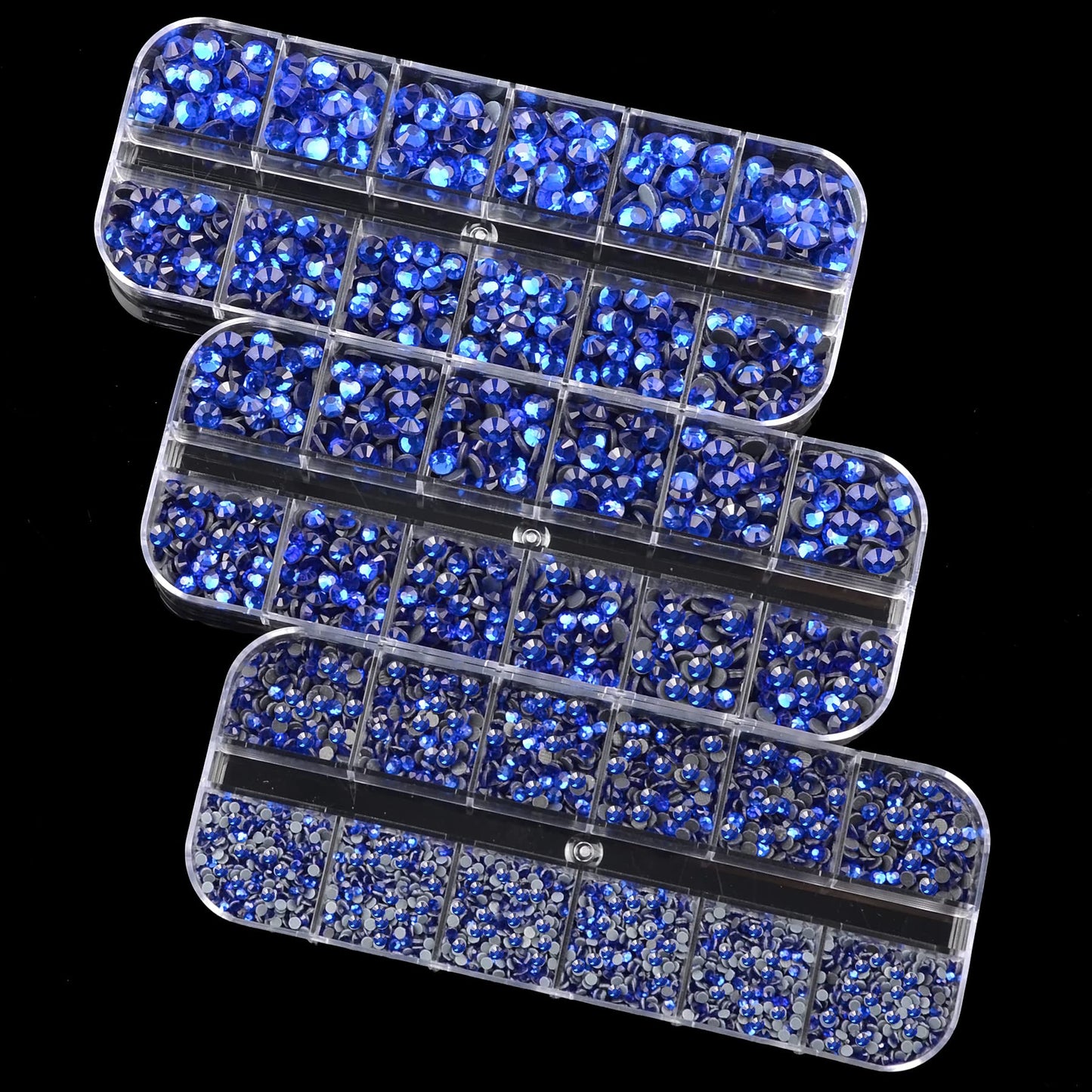 7000pcs+ Flatback Glass Hotfix Iron On Rhinestones Crystal for DIY Making with 1 Tweezer & 1 Picking Pen for Shoes, Clothes, Face Art, Bags, Manicure (Sapphire, 5-Sizes)