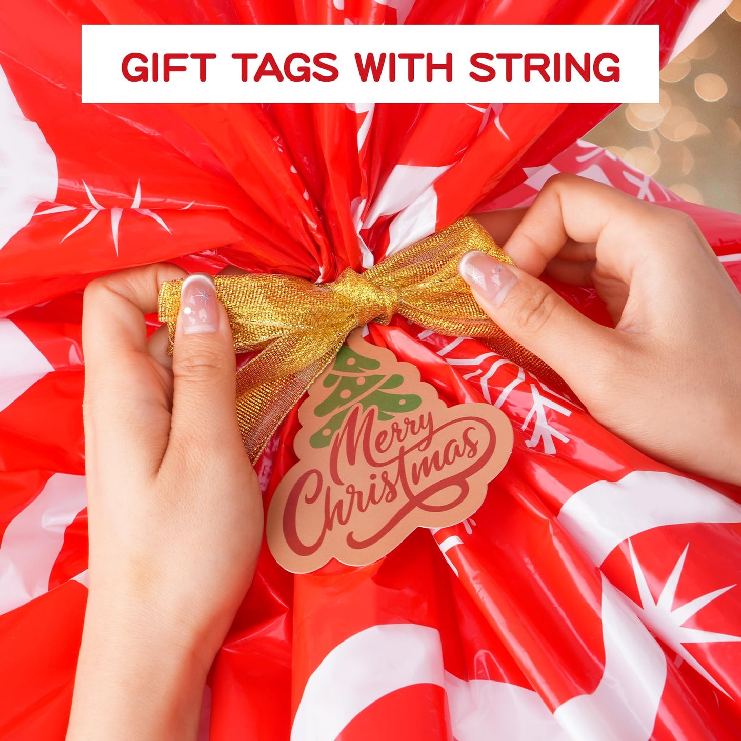 Large Christmas Gift Bags 36"x56" Holiday Gift Wrap Jumbo Christmas Bag for Gifts Giant Sacks for Presents Big Xmas Plastic Gifts Bags (Red Wave)