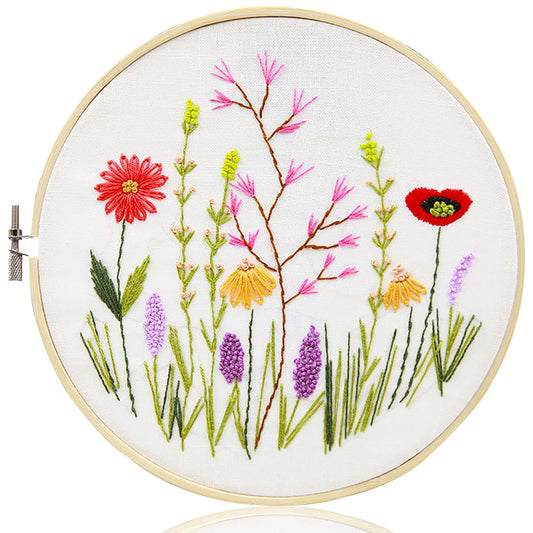 Maydear Beginner's Embroidery Starter Set - Pattern, Hoop, Threads, Scissors - Floral Fragrance
